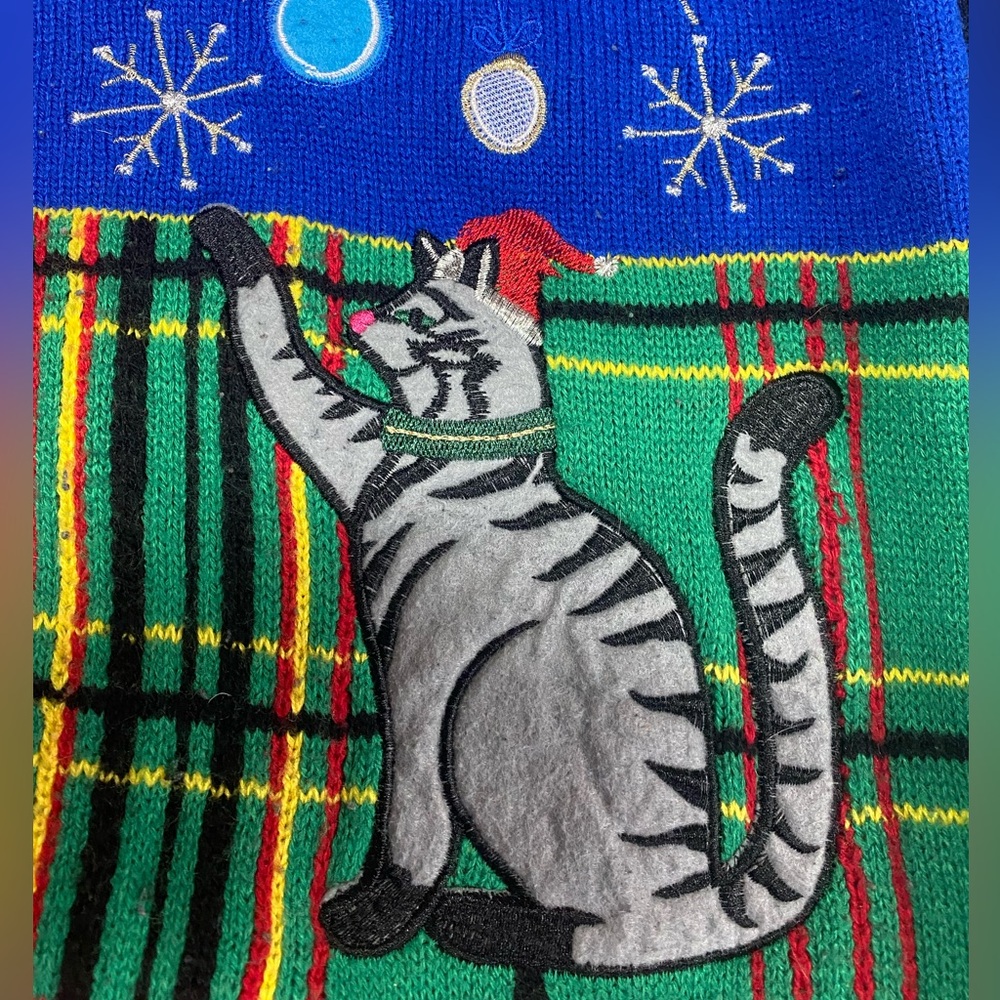 Jolly Sweaters Festive Cat Pattern Christmas Swea… - image 5